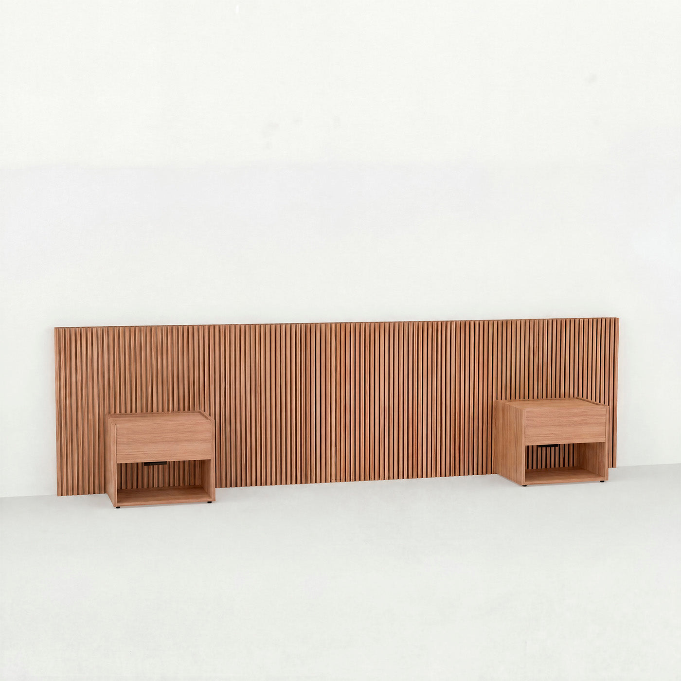 Stoa · Tête de lit avec chevets au sol en Chêne naturel - lit 160 cm