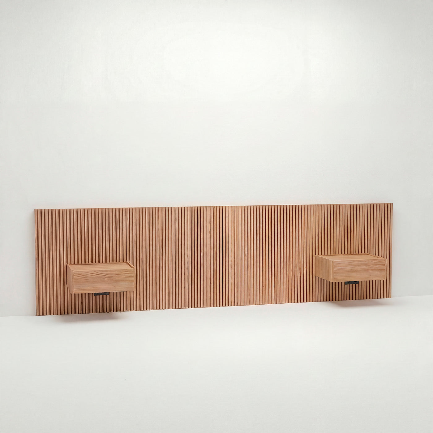 Stoa · Tête de lit avec chevets suspendus en Chêne naturel - lit 140 cm