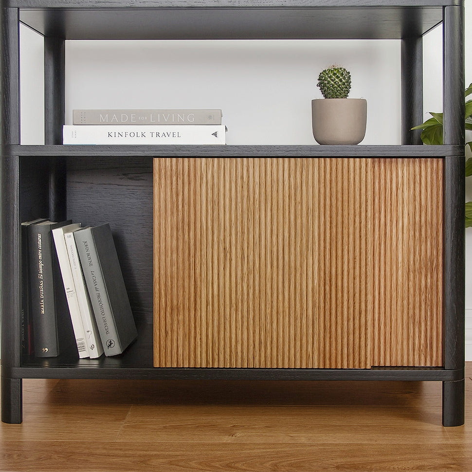 Cloe Modular Storage Unit · Black · White Pigmented Oak Doors