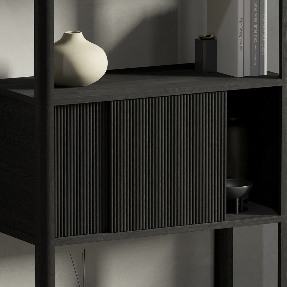 Cloe TV-Möbel · Eiche schwarz · Holztüren schwarz