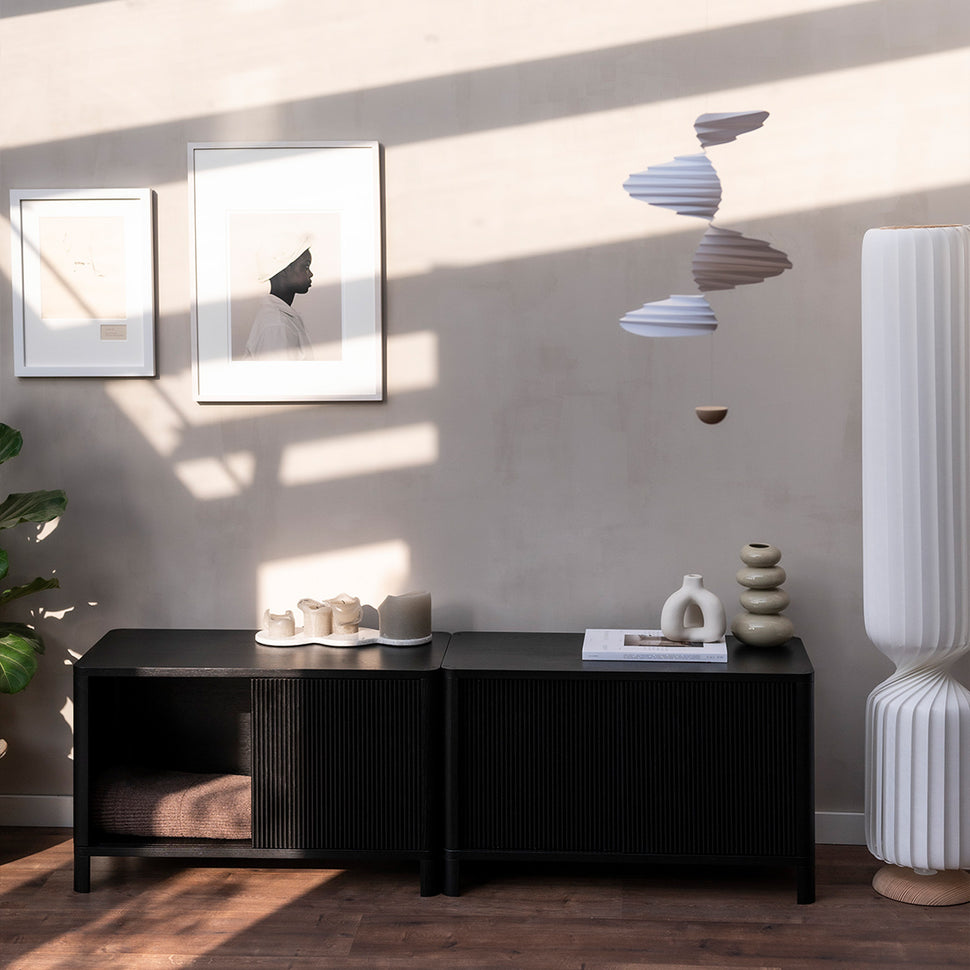 Cloe Small Sideboard · Black · White Metal Doors