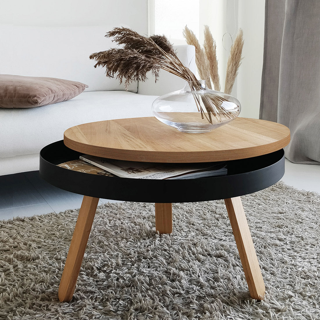 Batea M Coffee Table Oak black Woodendot