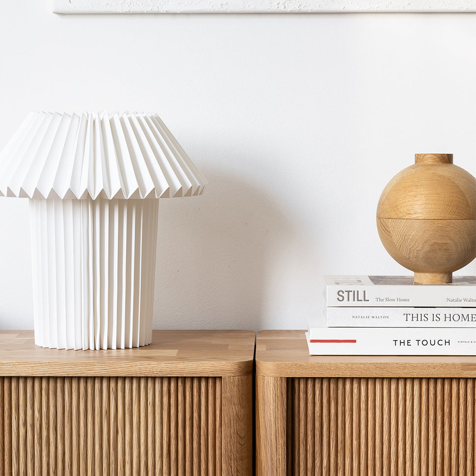 Cloe Oak Bookcase with Wooden Doors