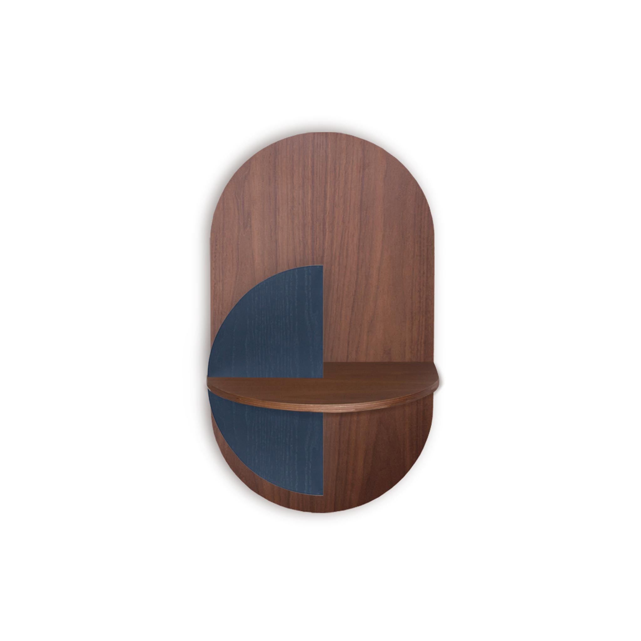 Alba slim floating nightstand · Walnut oval