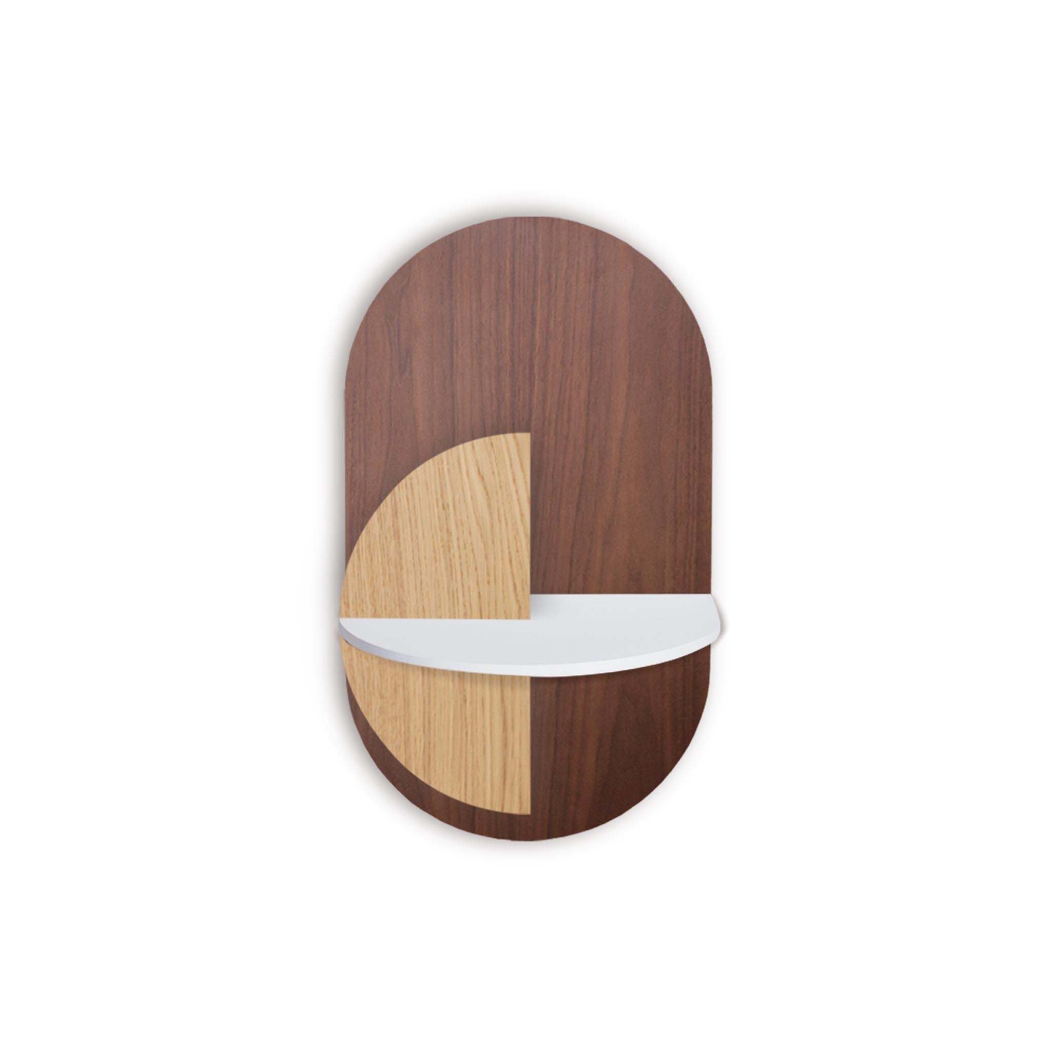 Alba slim floating nightstand · Walnut oval