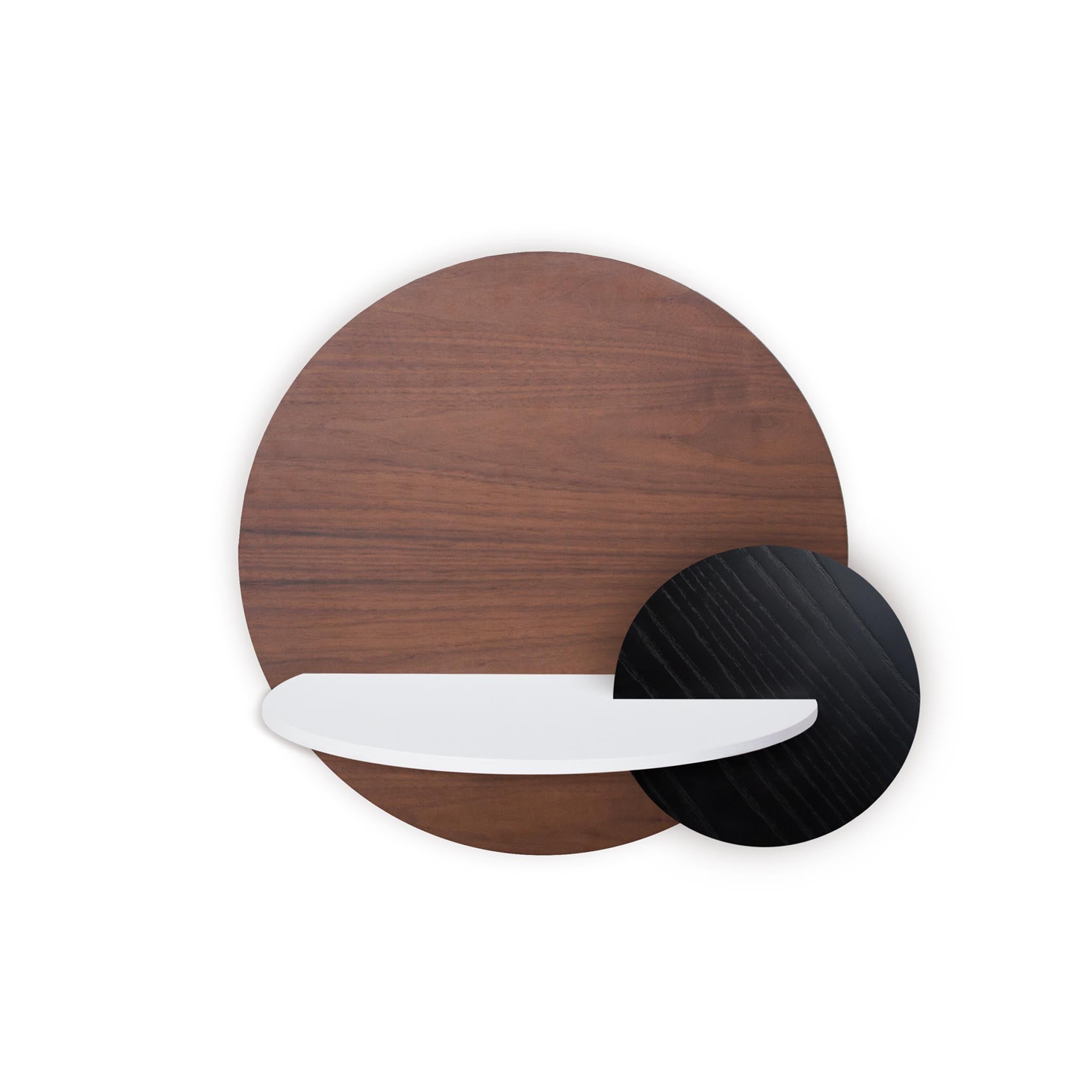 Alba floating nightstand · Walnut circle