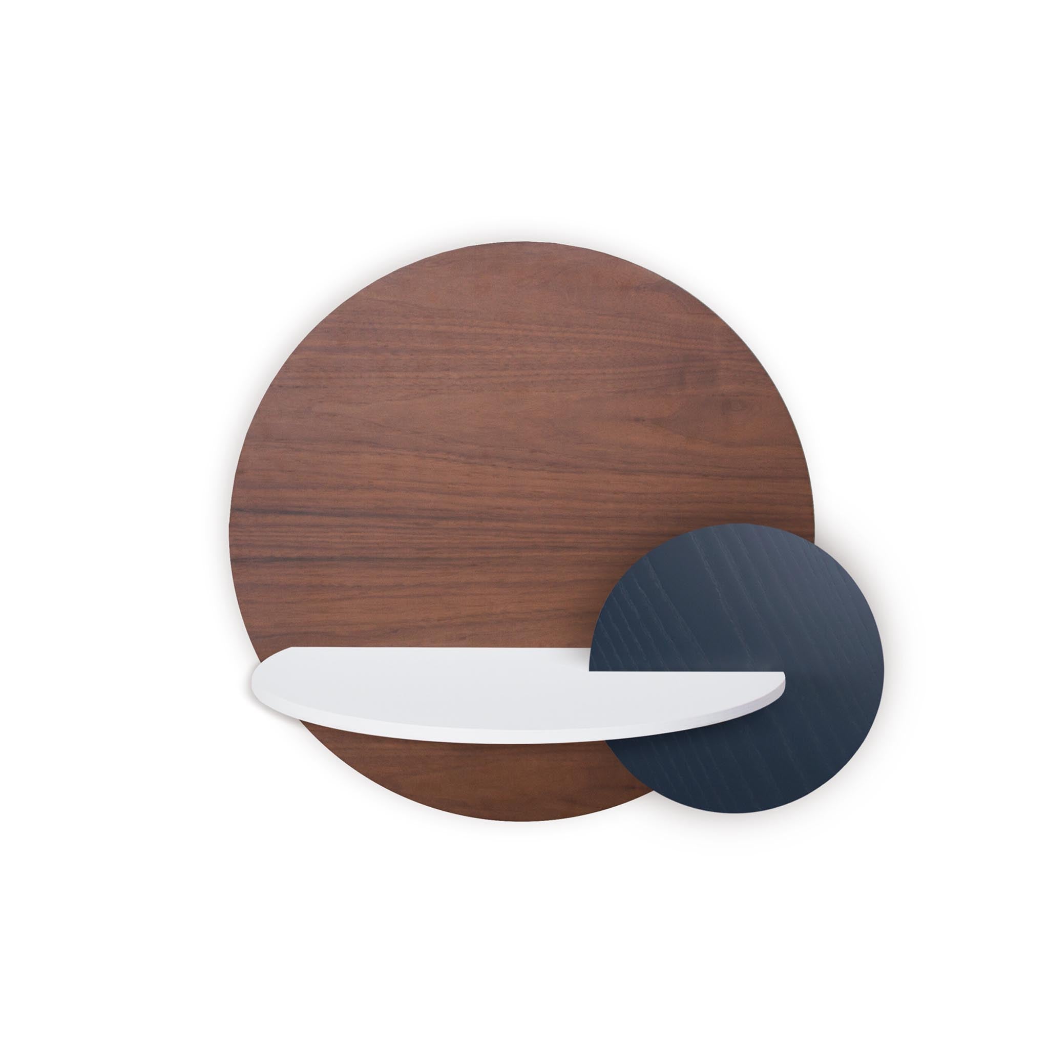 Alba floating nightstand · Walnut circle