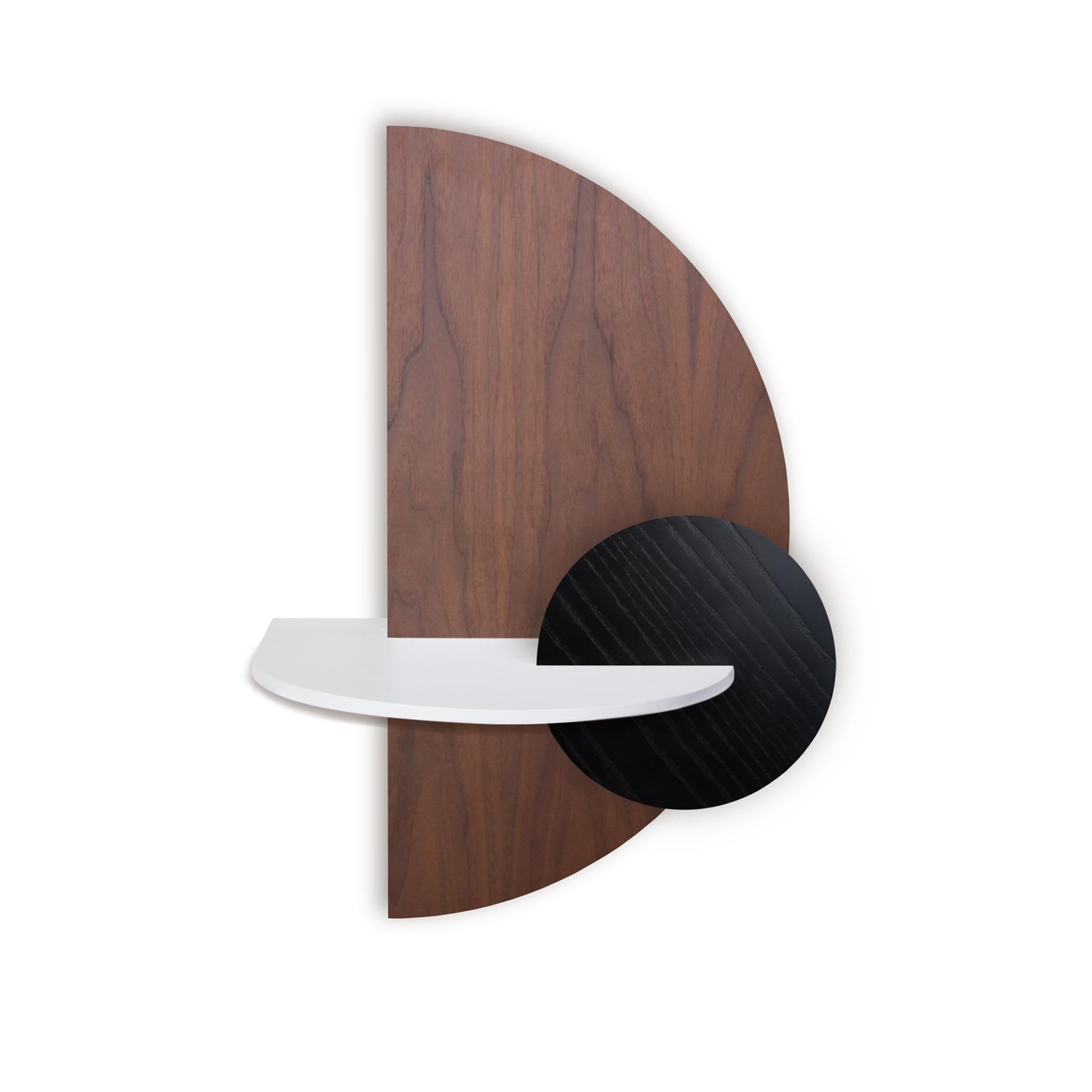 Alba floating nightstand · Walnut semicircle