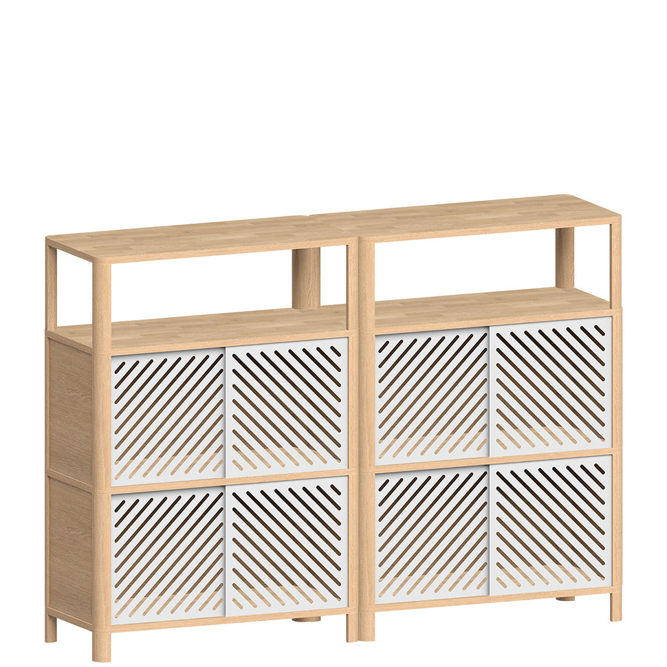 Cloe · Armoire en chêne avec portes en métal blanc