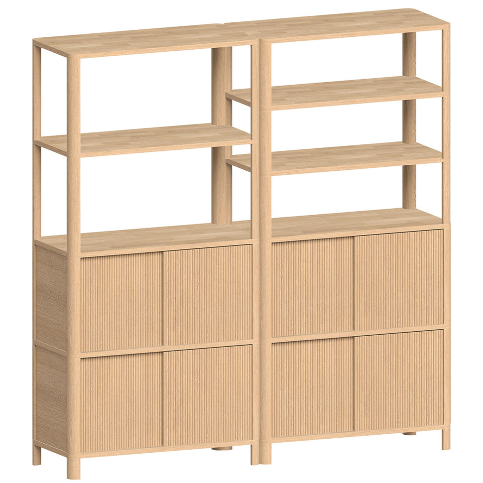 Cloe Wide Oak Bookcase with Wooden Doors