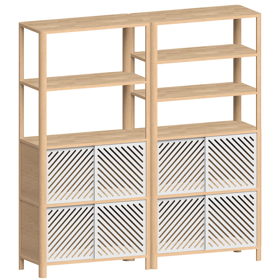 Cloe · Étagère en chêne (deux unités) avec portes en métal blanc