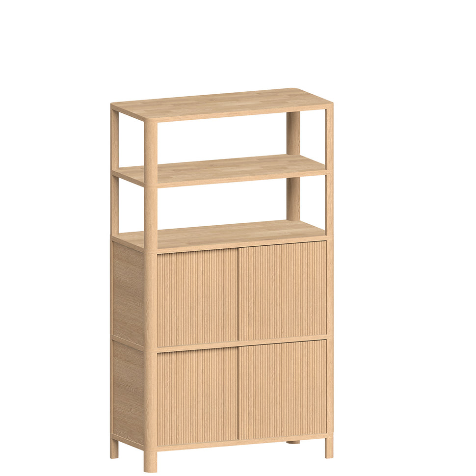 Cloe Oak Bookcase with Wooden Doors