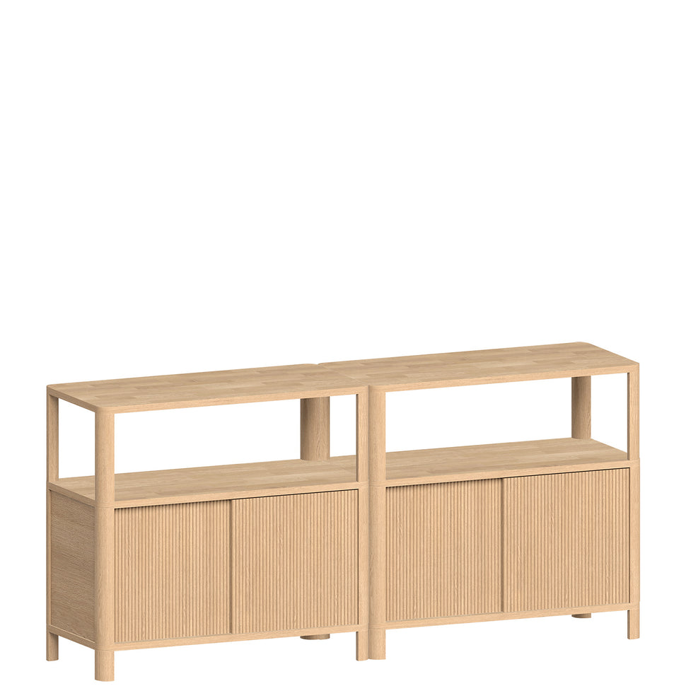 Cloe Oak Hallway Storage Unit with Wooden Doors