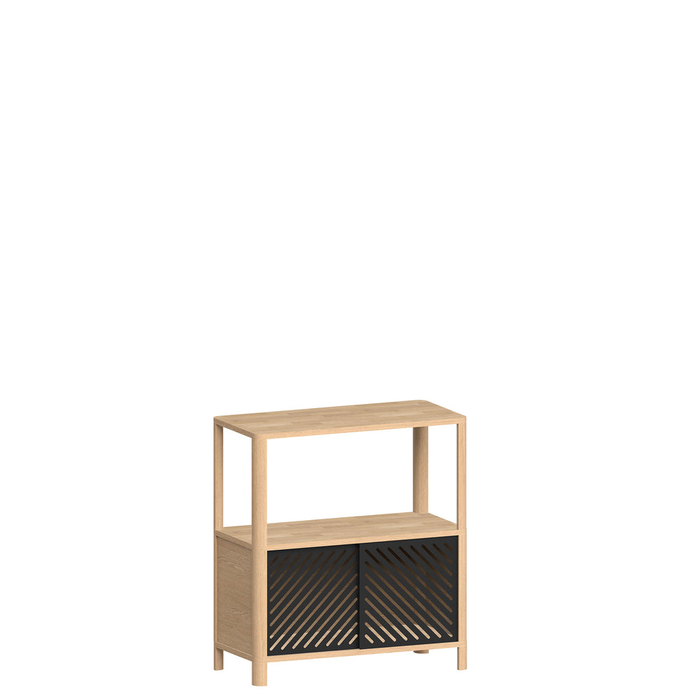 Cloe Small Sideboard · Oak · Black Metal Doors