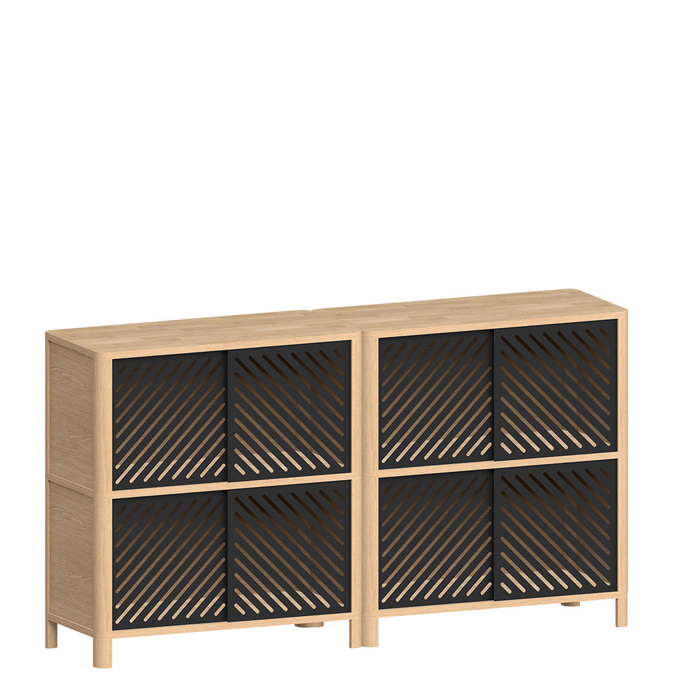 Cloe Modulares Sideboard · Eiche natur · Metalltüren schwarz