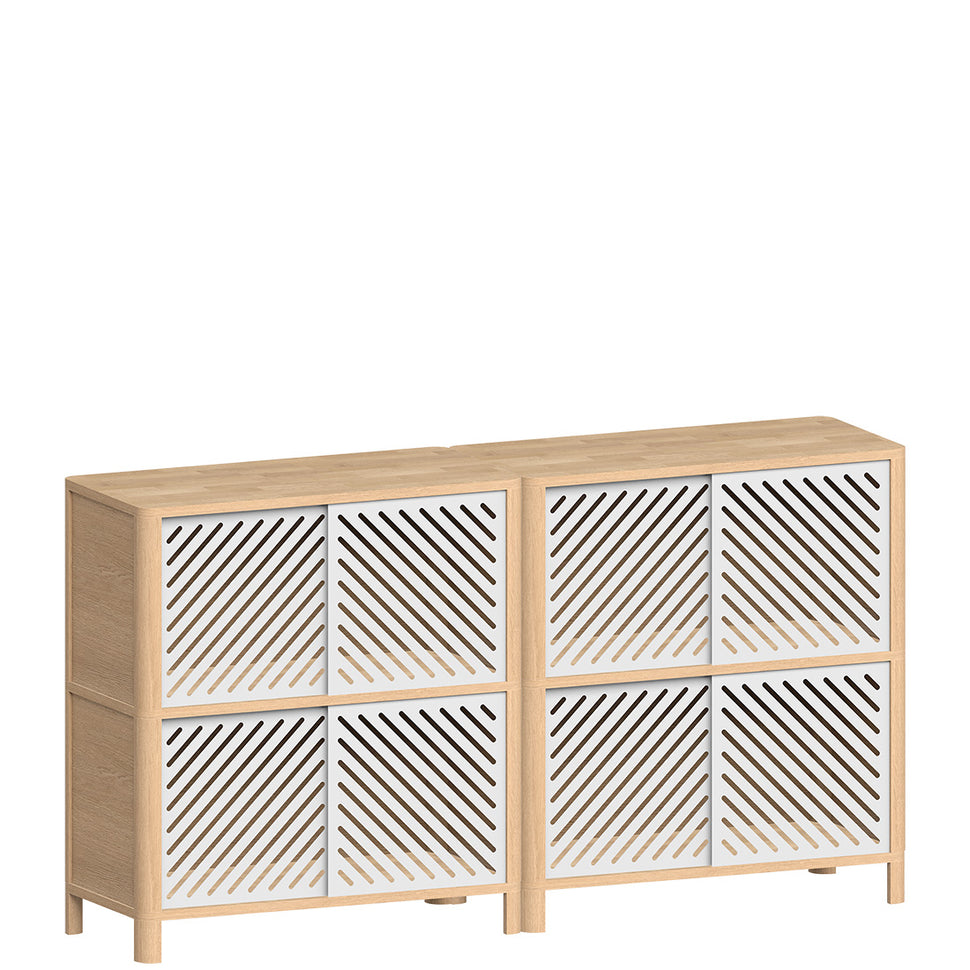 Cloe Buffet modulable · Chêne naturel · Portes en métal blanc