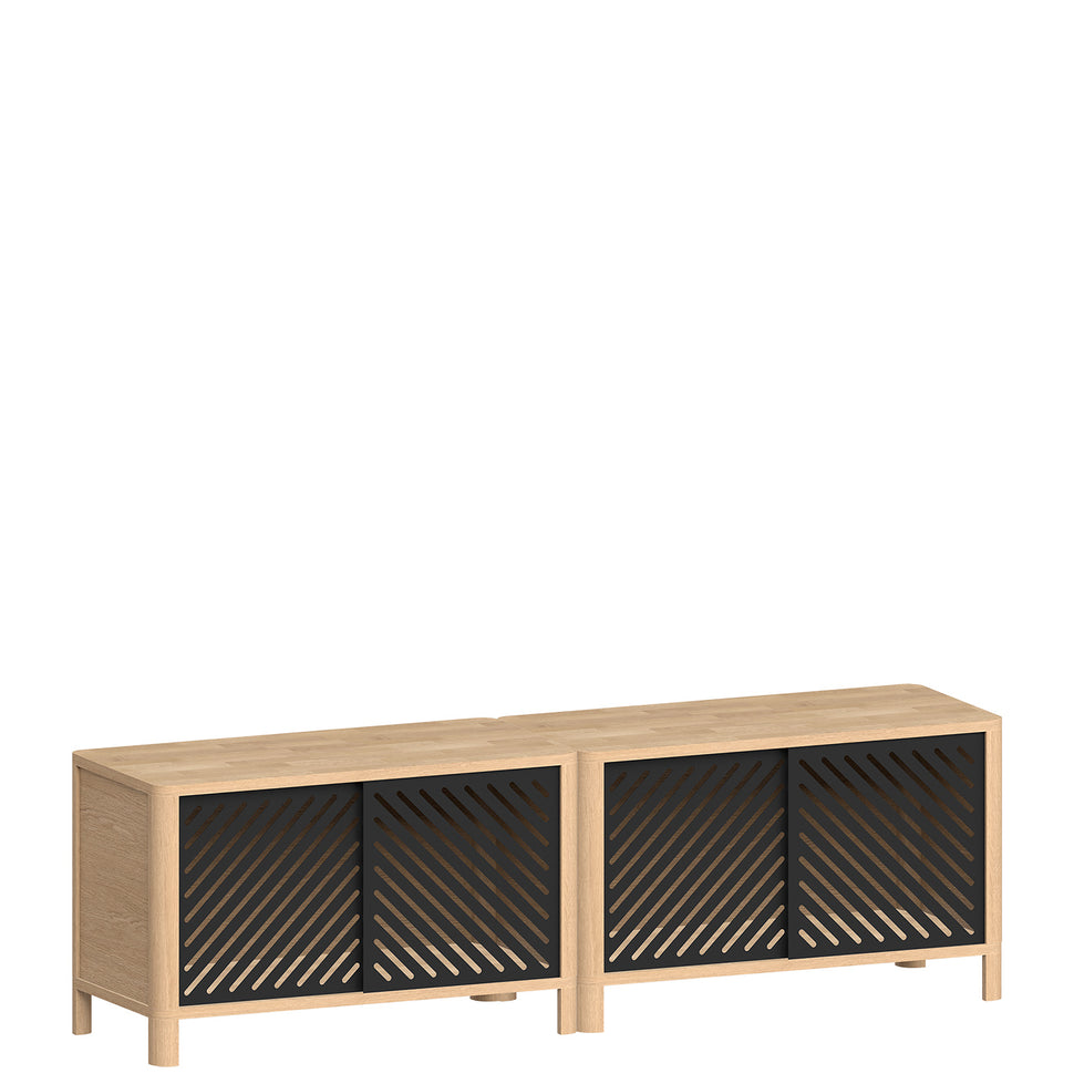 Cloe Mueble TV · Roble natural · Puertas de metal negro