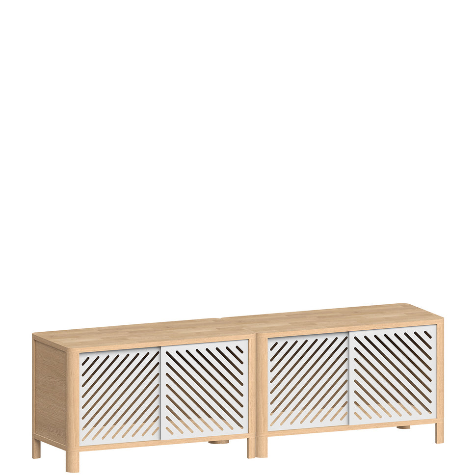Cloe Mueble TV · Roble natural · Puertas de metal blanco